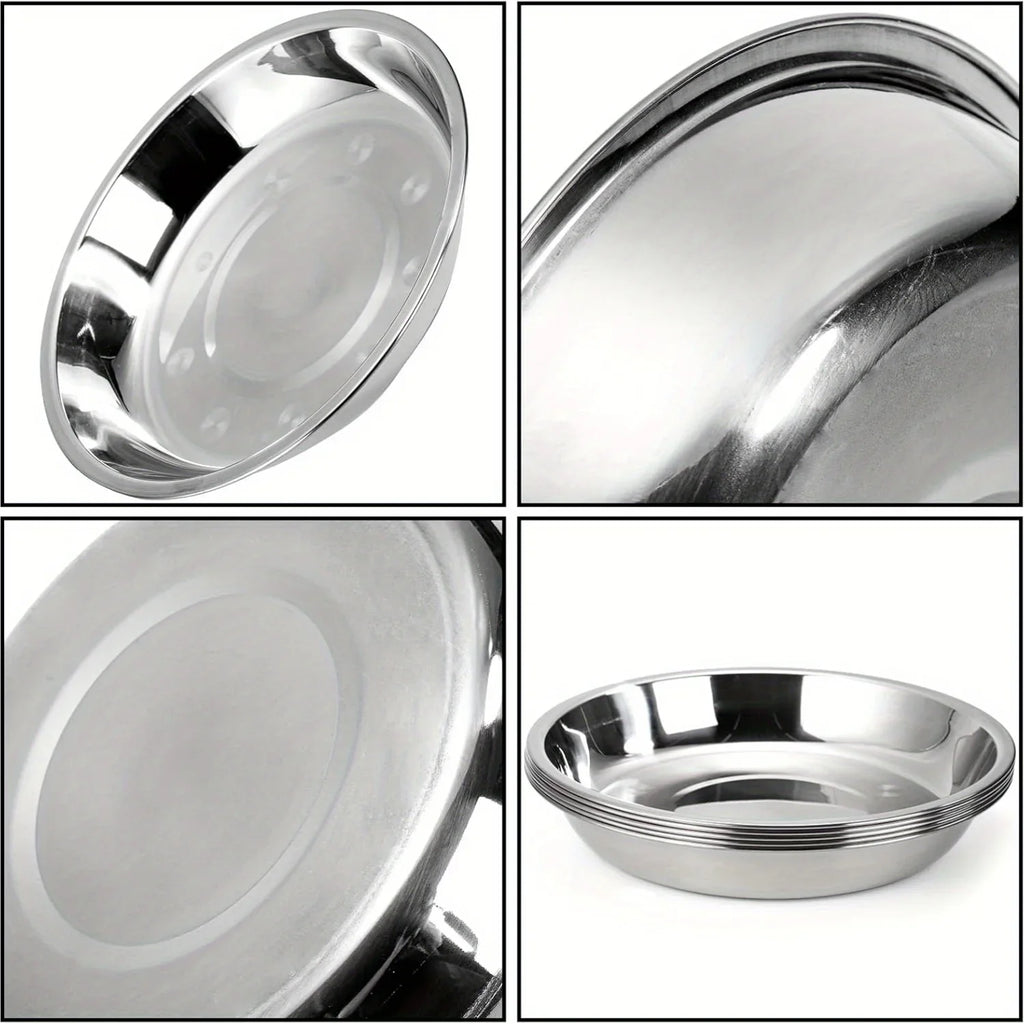 Stainless Steel Cat Food Bowls - Shallow Wide Plates