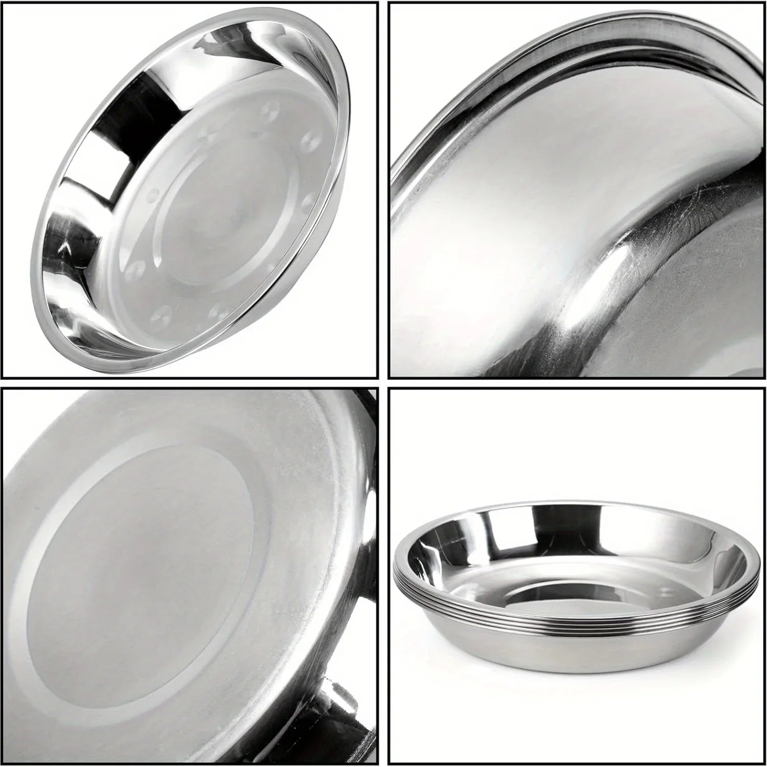 Stainless Steel Cat Food Bowls - Shallow Wide Plates