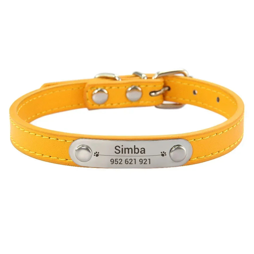 Personalized PU Leather Dog Collar for Small to Large Pets
