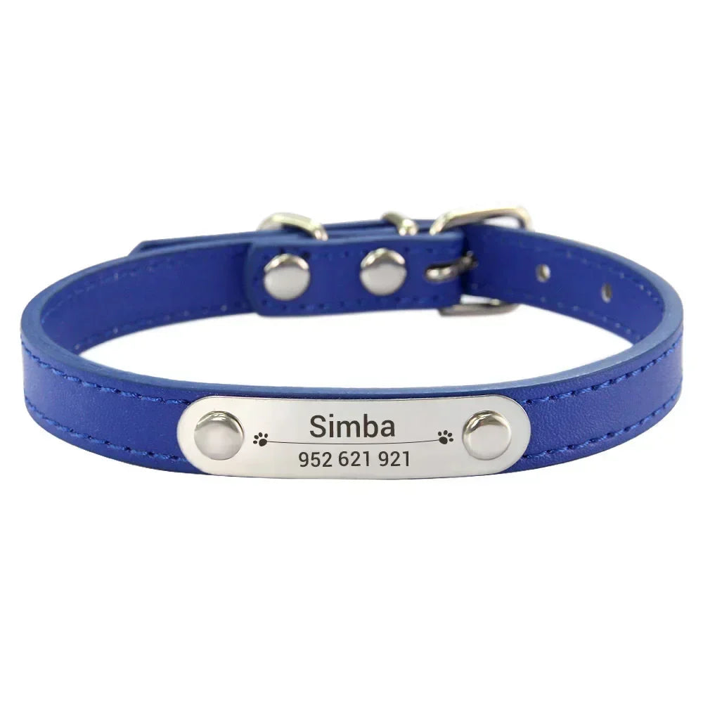 Personalized PU Leather Dog Collar for Small to Large Pets