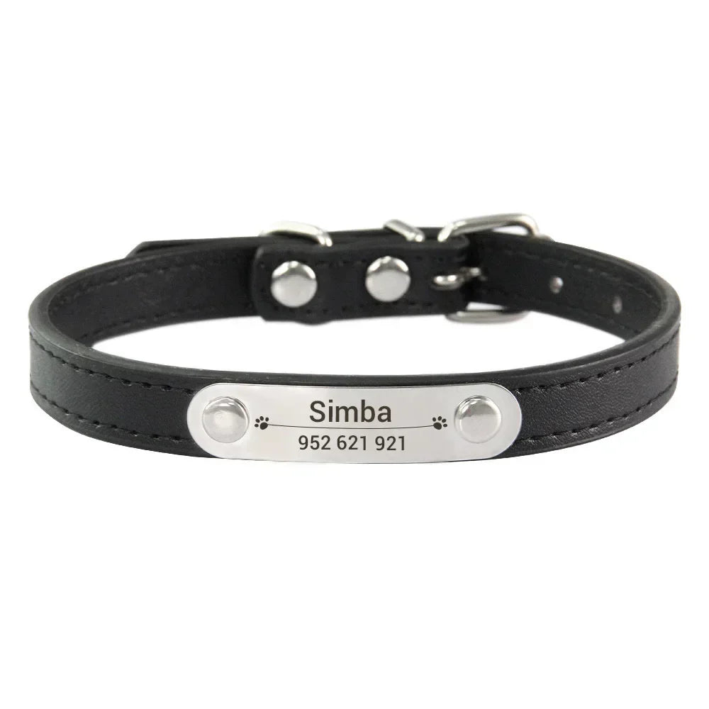 Personalized PU Leather Dog Collar for Small to Large Pets