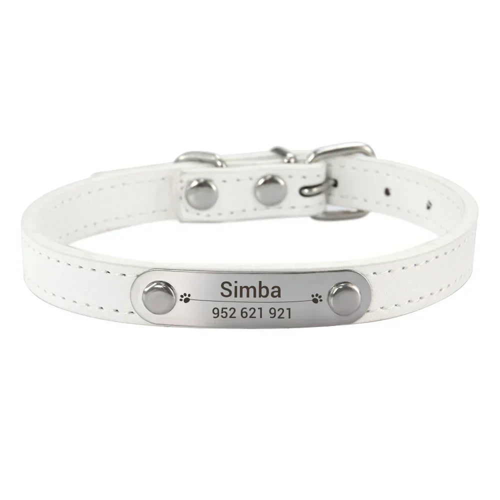 Personalized PU Leather Dog Collar for Small to Large Pets