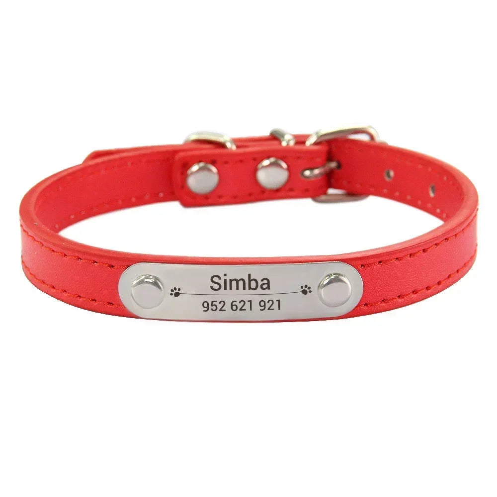Personalized PU Leather Dog Collar for Small to Large Pets